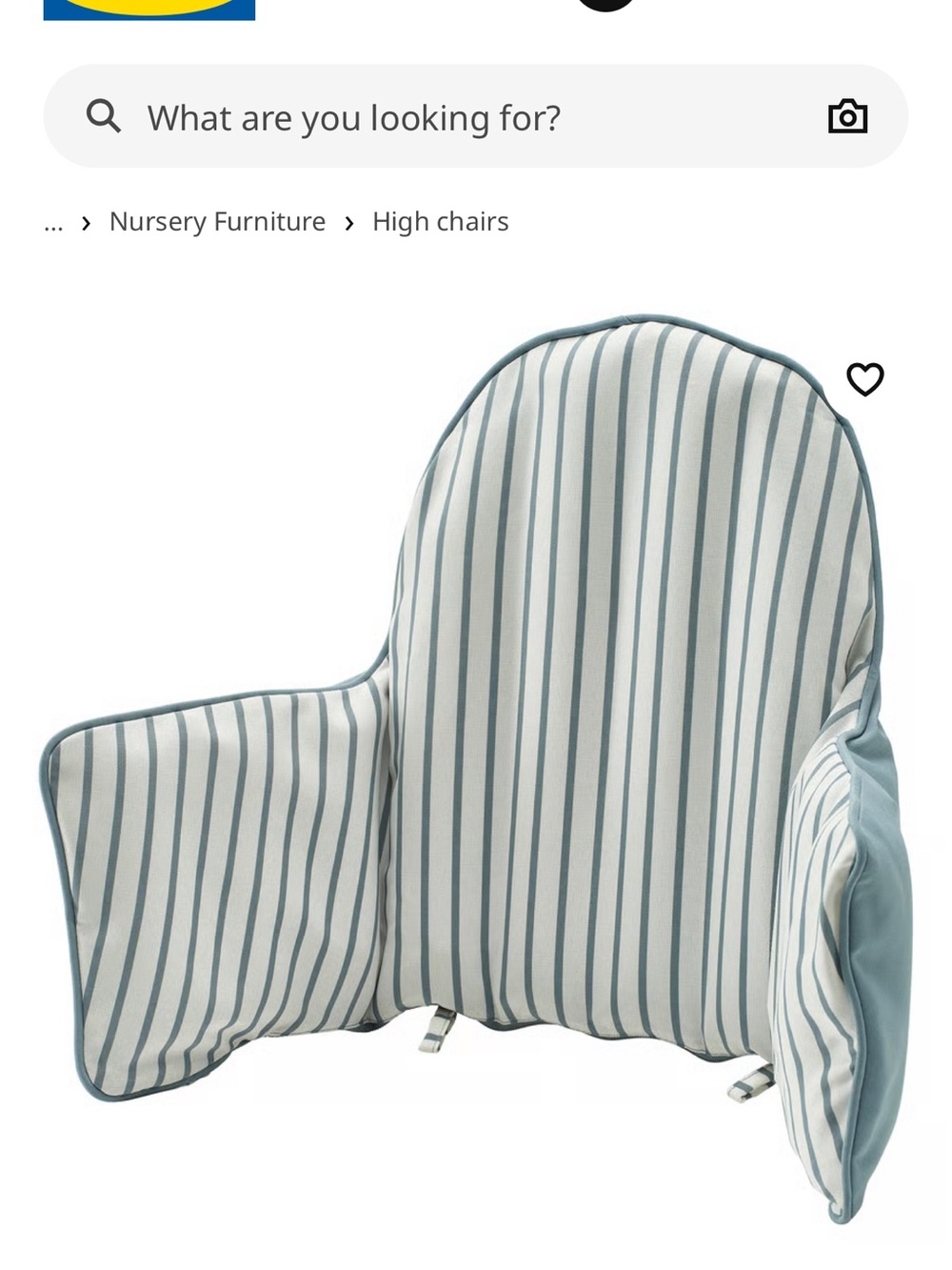 IKEA Striped Nursery Seat Cushion in White and Bluea antilopa high chair protect